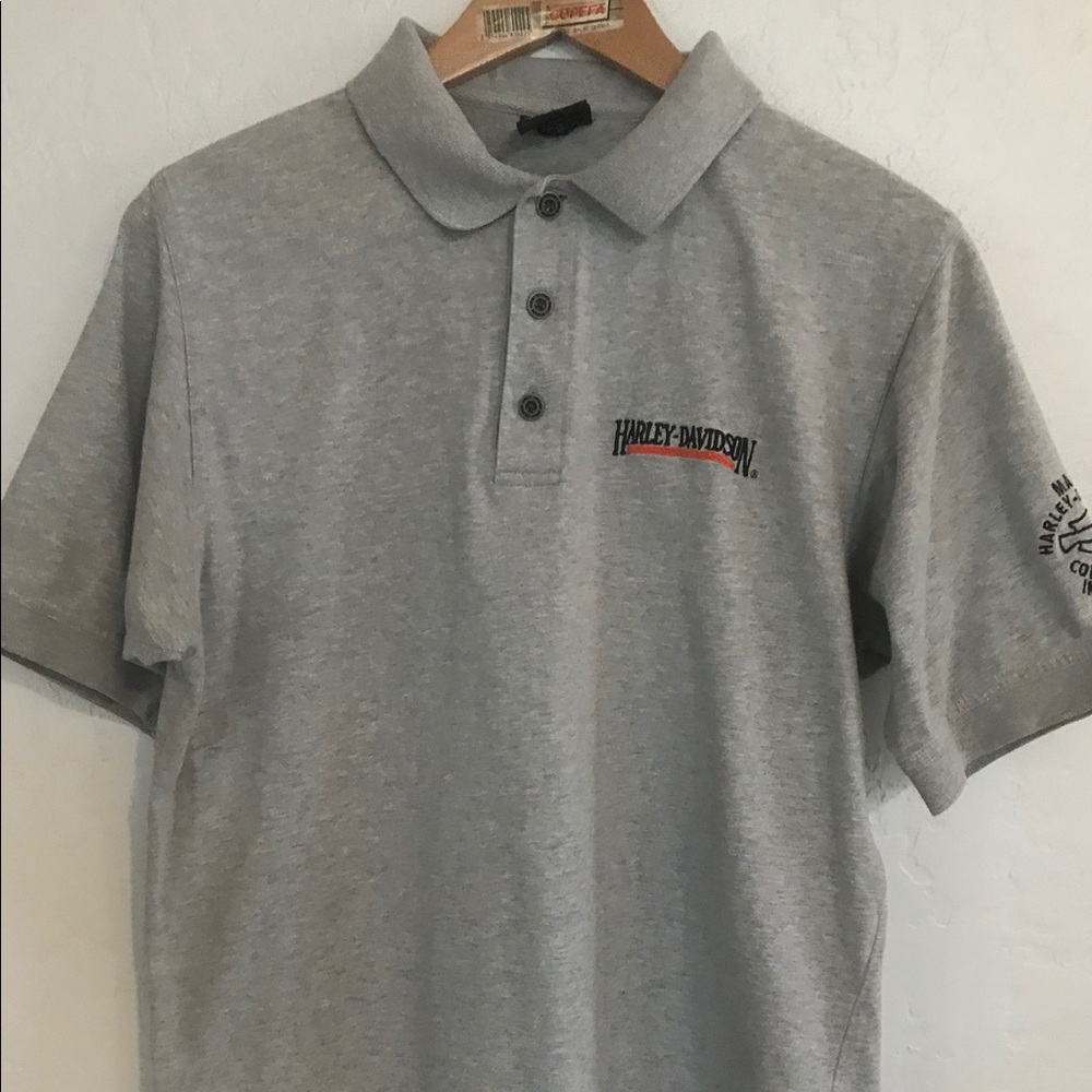 Harley Davidson Light Grey Polo Shirt Sz M